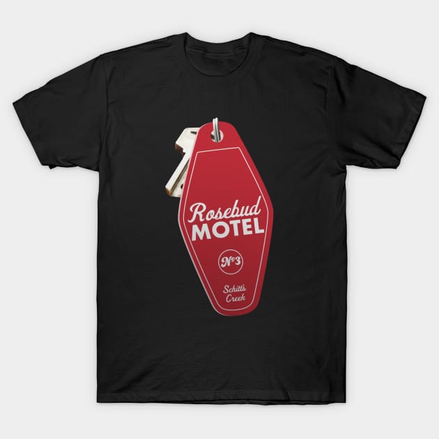 Schitt's Creek Rosebud Motel Key Tag, Retro design in red T-Shirt by YourGoods